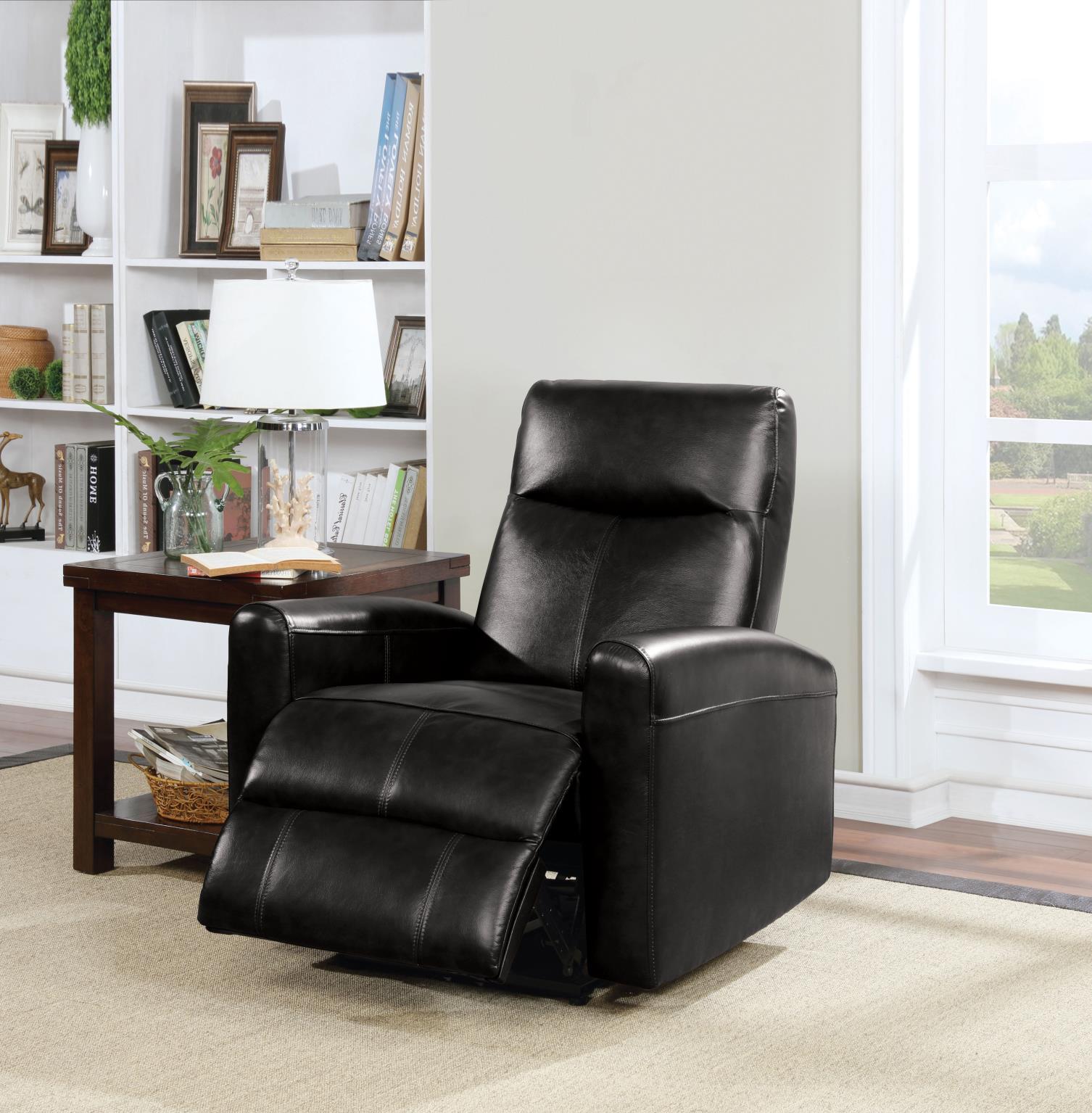 Arian black top discount grain leather power recliner